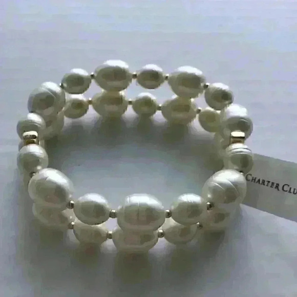 Charter Club new Pearl Double Row Stretch Bracelet - Picture 8 of 8